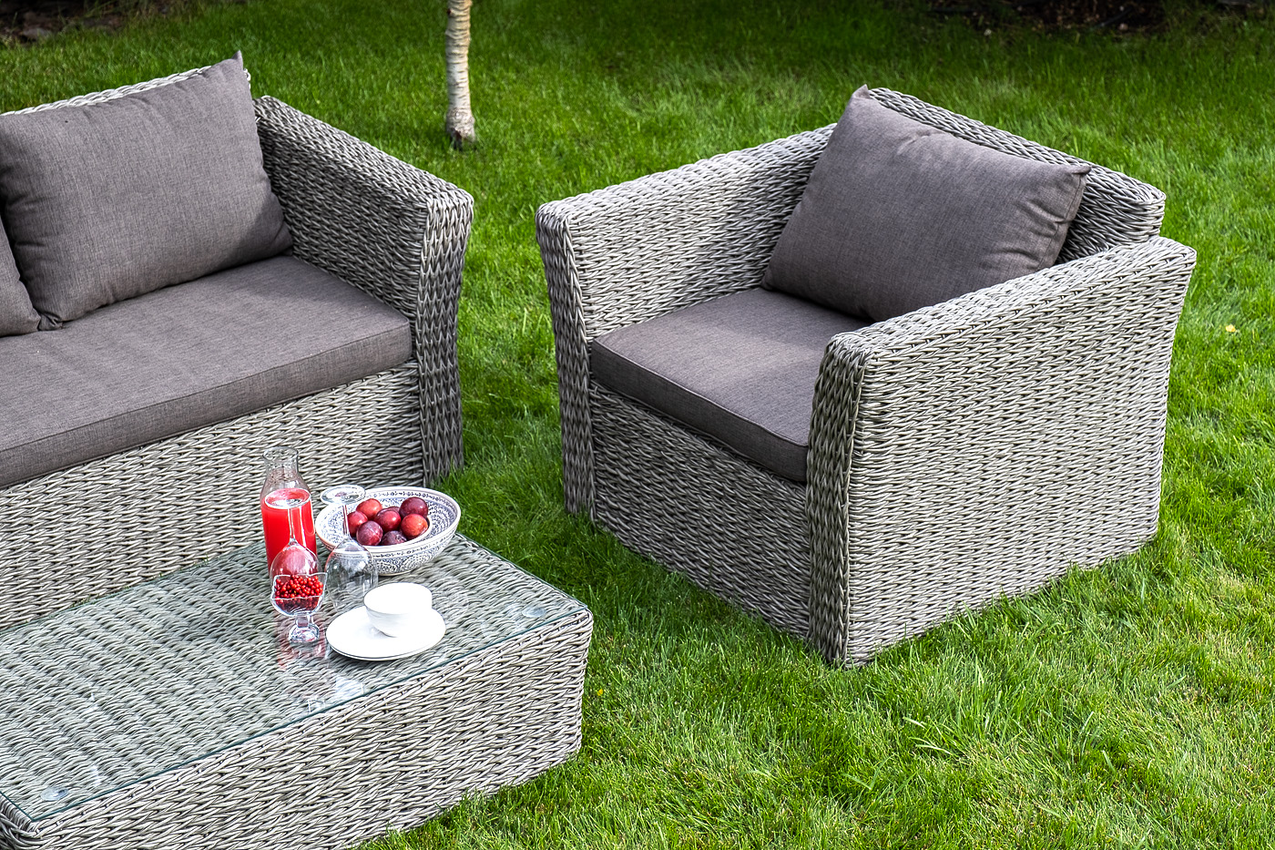 Капучино журнальный столик из искусственного ротанга (гиацинт), цвет cерый фото 6