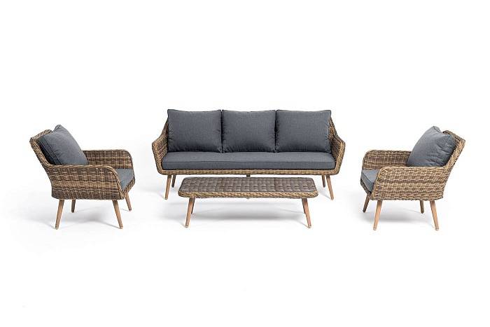 Лаунж-Зона Прованс 4SIS плетеная из искусственного ротанга, цвет соломенный фото 1