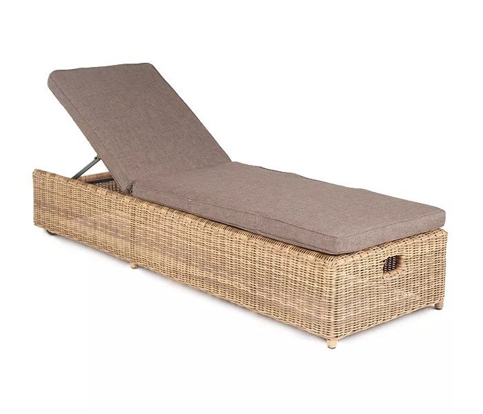 Шезлонг Рим 4SIS из искусственного ротанга, цвет соломенный с подушкой фото 1