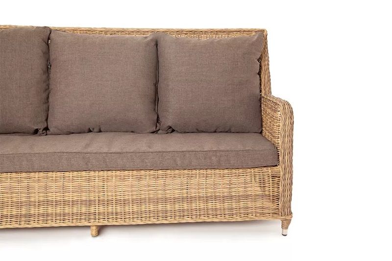 Диван трехместный Гляссе 4SIS из искусственного ротанга, цвет соломенный фото 3