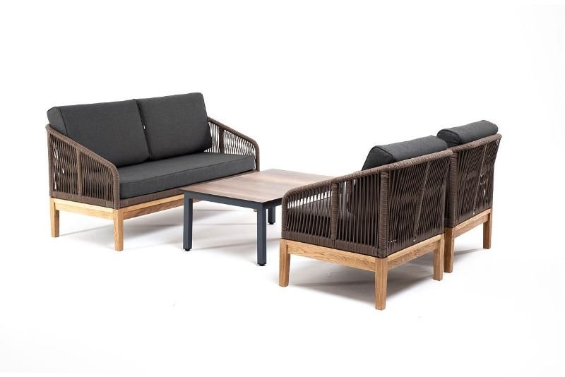 Лаунж-зона 4-местная Канны 4SIS из роупа (веревки), основание дуб, цвет коричневый фото 3