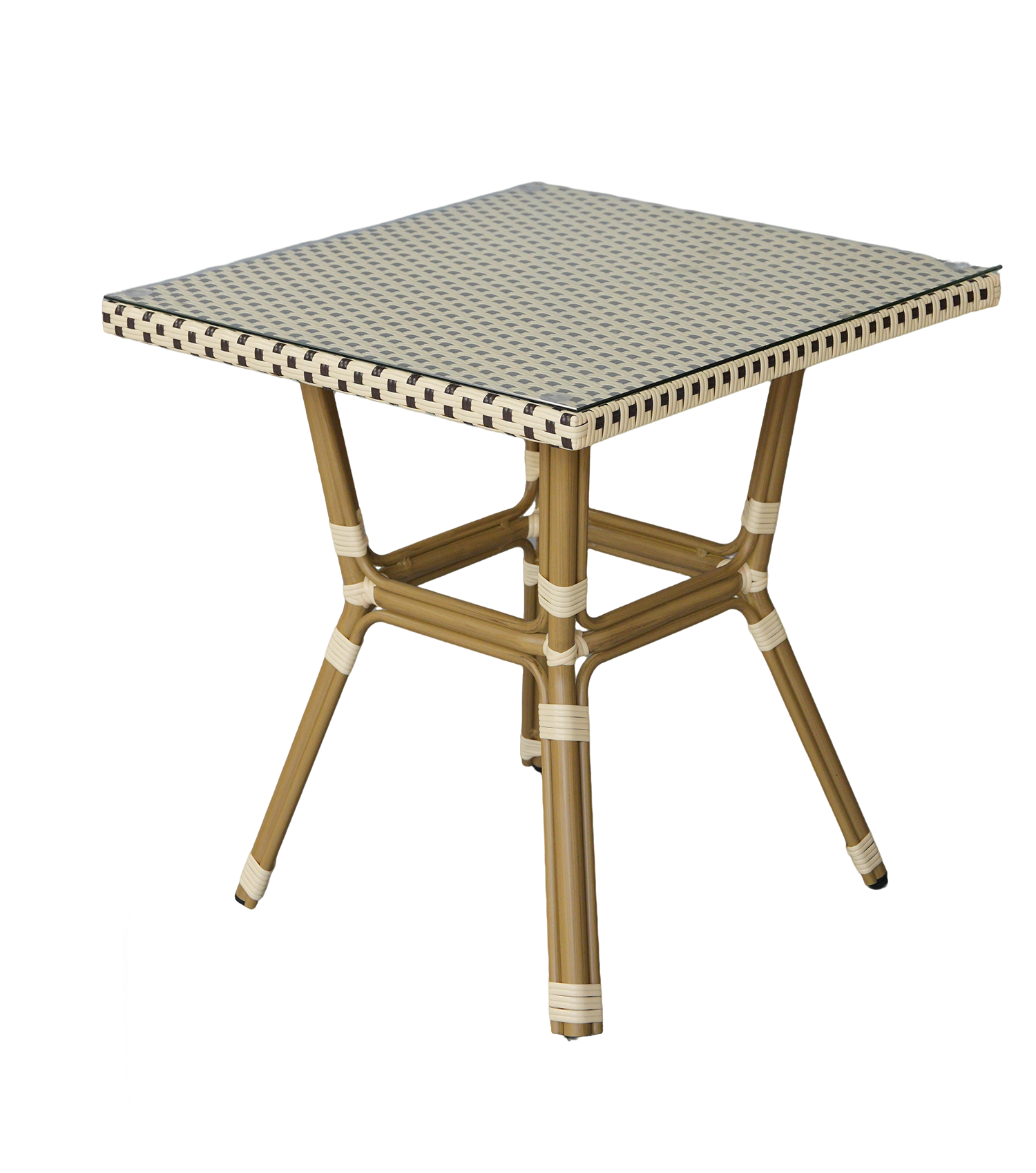 Кабри плетеный стол из искусственного ротанга, цвет бежево-коричневый фото 1