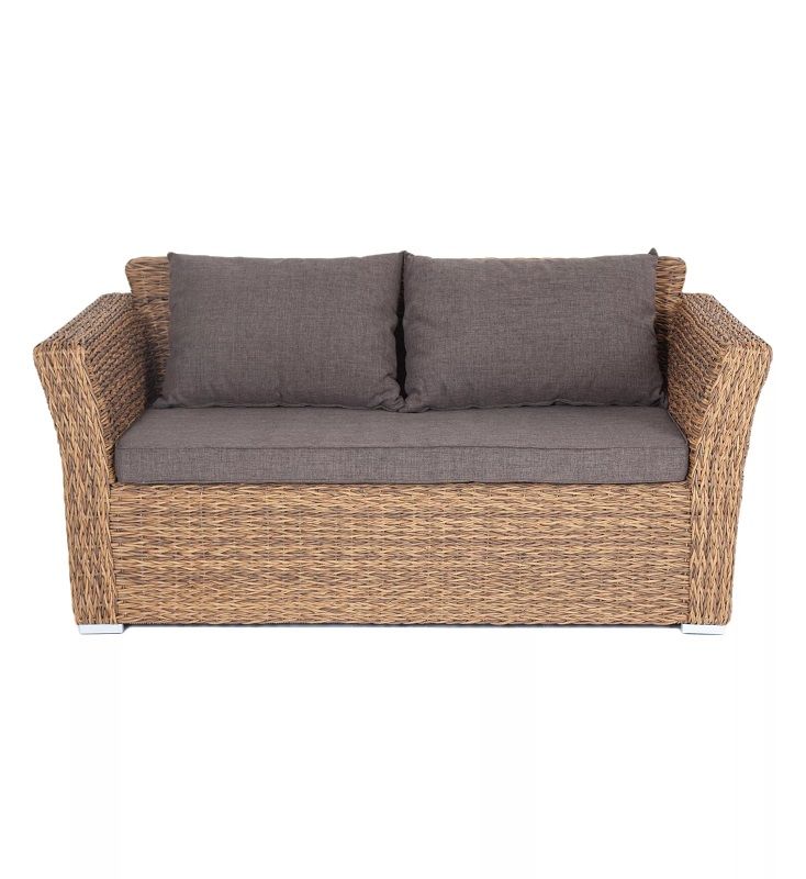 Диван двухместный Капучино 4SIS из искусственного ротанга (гиацинт), цвет соломенный фото 2