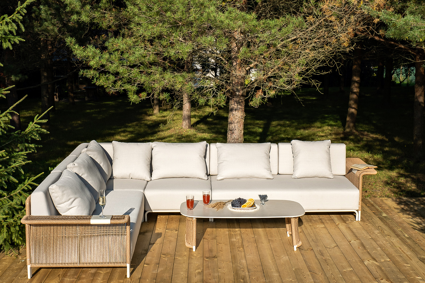 Мальдивы трансформирующаяся лаунж-зона из искусственного ротанга, цвет соломенный фото 4