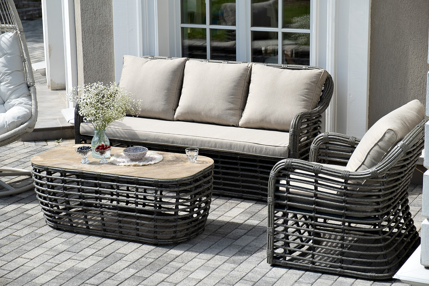 Ницца лаунж-зона из искусственного ротанга, цвет бронзовый фото 4