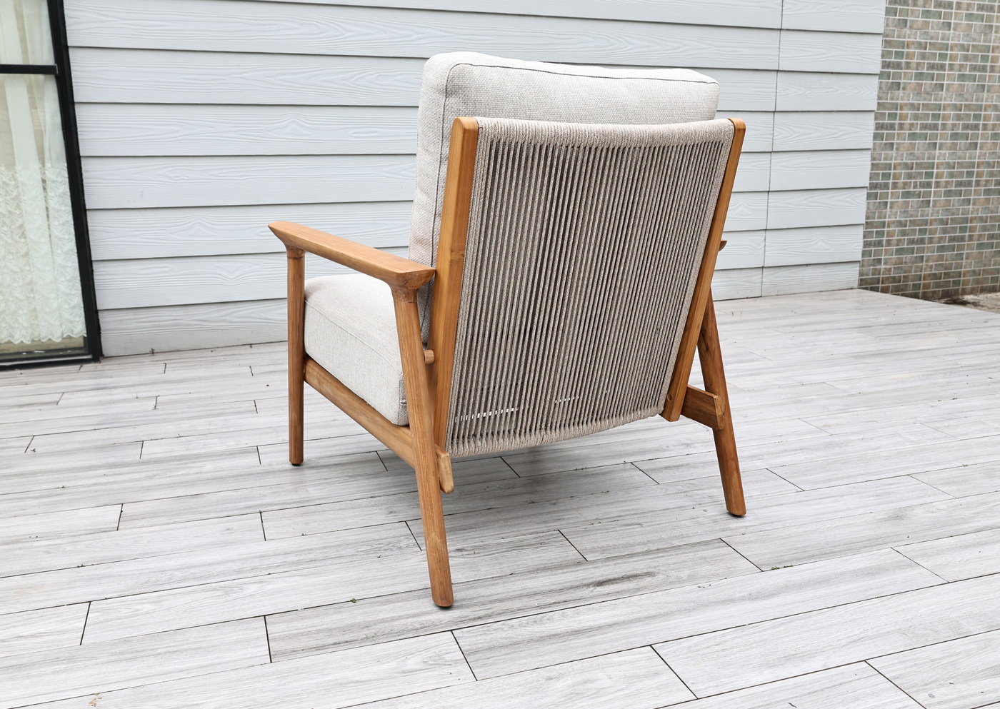 Копенгаген лаунж-зона 5-местная плетеная из роупа, каркас тик, цвет бежевый фото 6