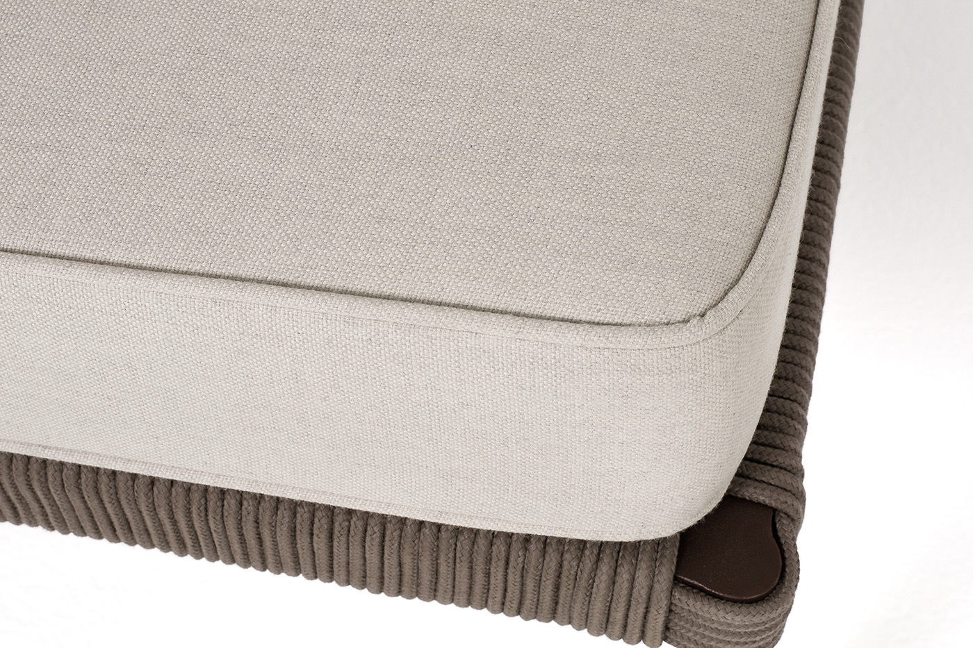 Канны правый модуль плетеный из роупа, каркас алюминий коричневый (RAL8016) муар, роуп коричневый круглый, ткань бежевая 15052 фото 6