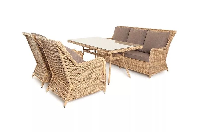 Обеденная группа Гляссе 4SIS из искусственного ротанга, цвет соломенный фото 3