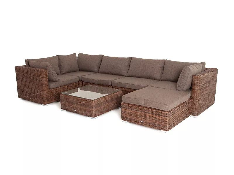 Лаунж-зона трансформирующаяся Лунго 4SIS из искусственного ротанга, цвет коричневый фото 1