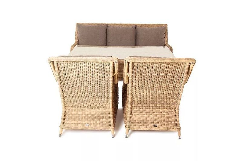 Обеденная группа Гляссе 4SIS из искусственного ротанга, цвет соломенный фото 4