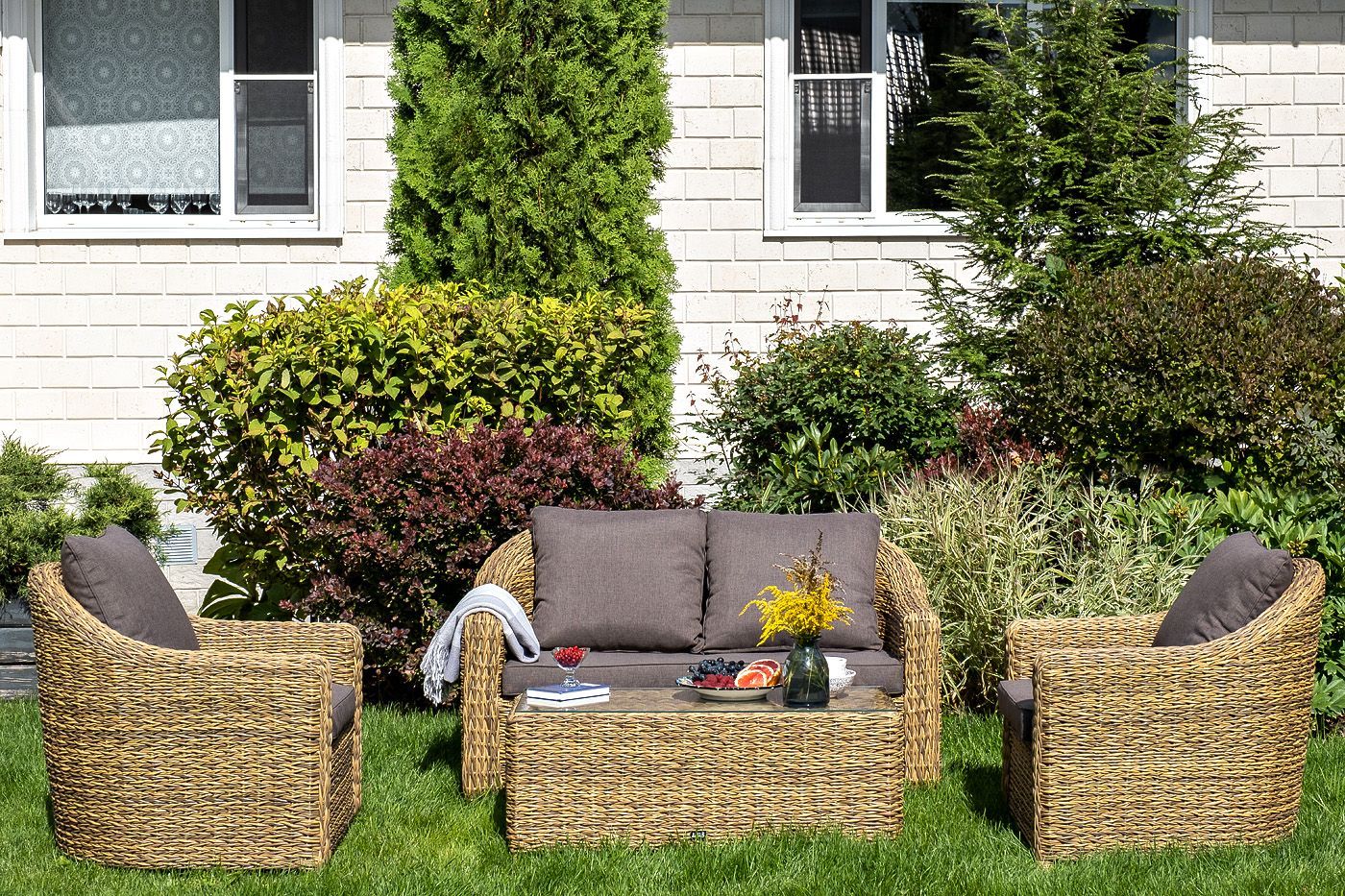 Кресло Кон Панна 4SIS из искусственного ротанга (гиацинт), цвет соломенный фото 6