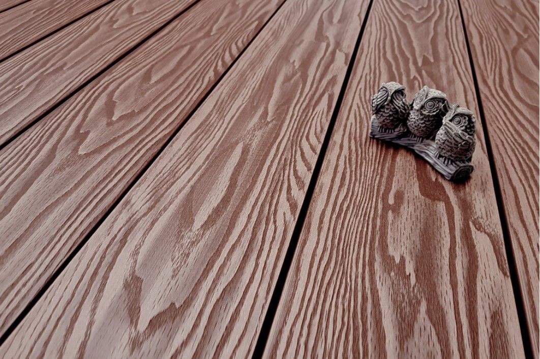 Террасная доска Террапол Смарт 3D Полнотелая с пазом 4000 или 3000х130х22 мм, цвет Орех Милано фото 2