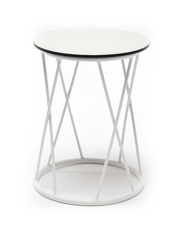 Колумбия журнальный стол из HPL круглый Ø40 H55, каркас из стали белый, цвет столешницы молочный фото 1