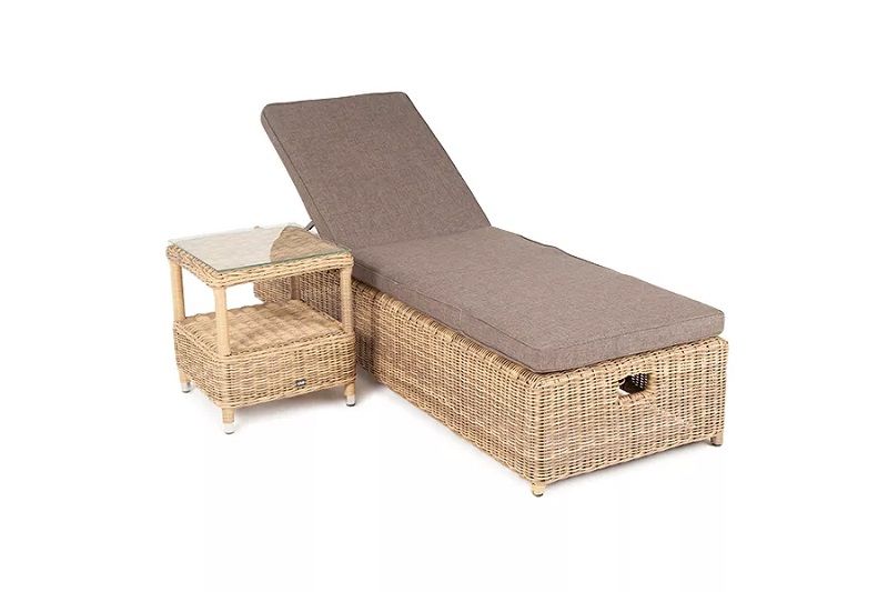 Комплект шезлонг со столиком Рим 4SIS из искусственного ротанга, цвет соломенный фото 5