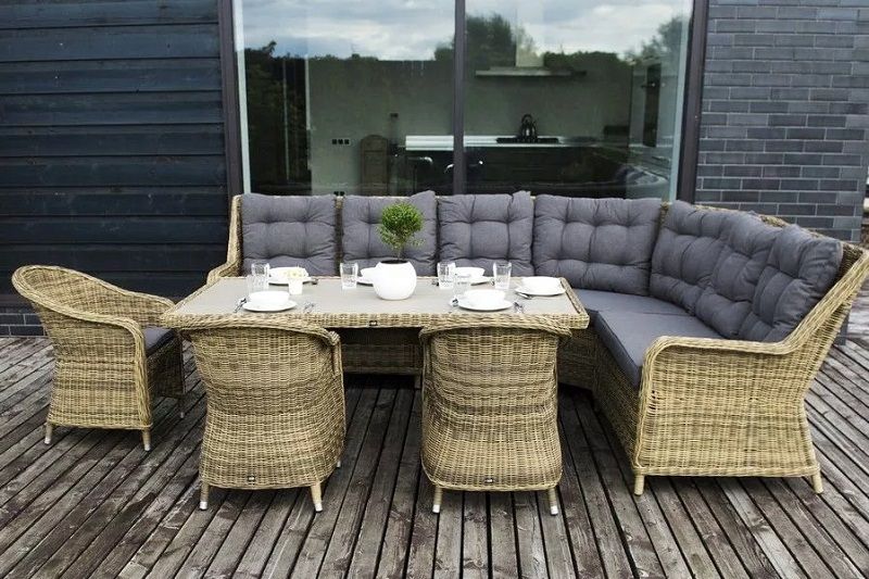 Центральный модуль дивана Бергамо 4SIS из искусственного ротанга, цвет соломенный фото 4