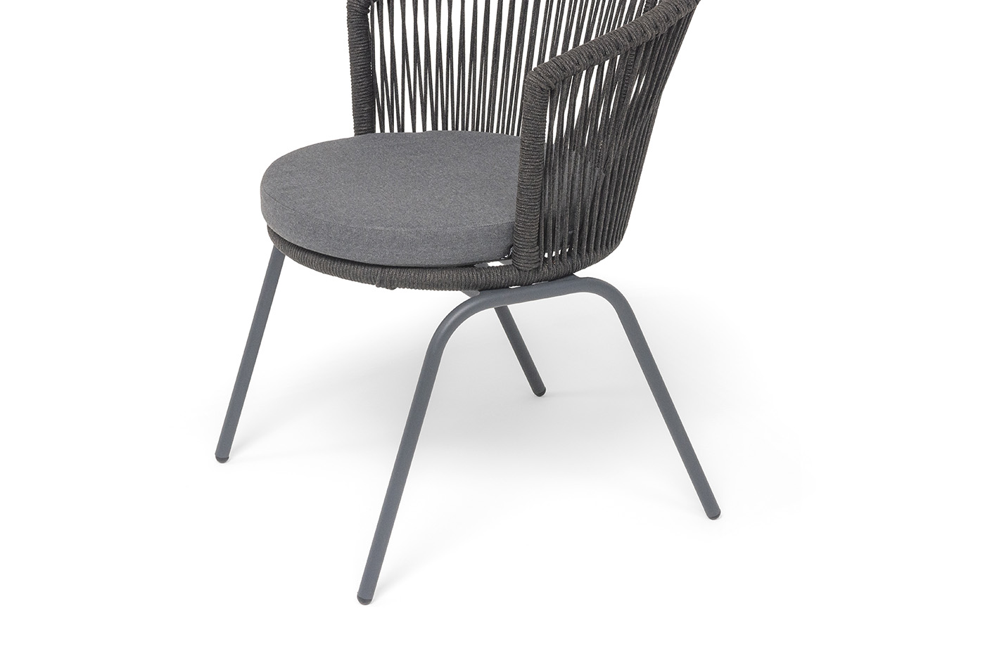 Люксембург стул плетеный из роупа, каркас из стали темно-серый (RAL7024) муар, роуп темно-серый круглый, ткань темно-серая 027 фото 6