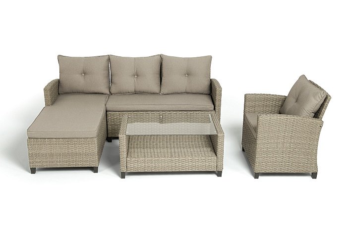 Лаунж-Зона Атланта 4SIS из искусственного ротанга, цвет соломенный фото 2