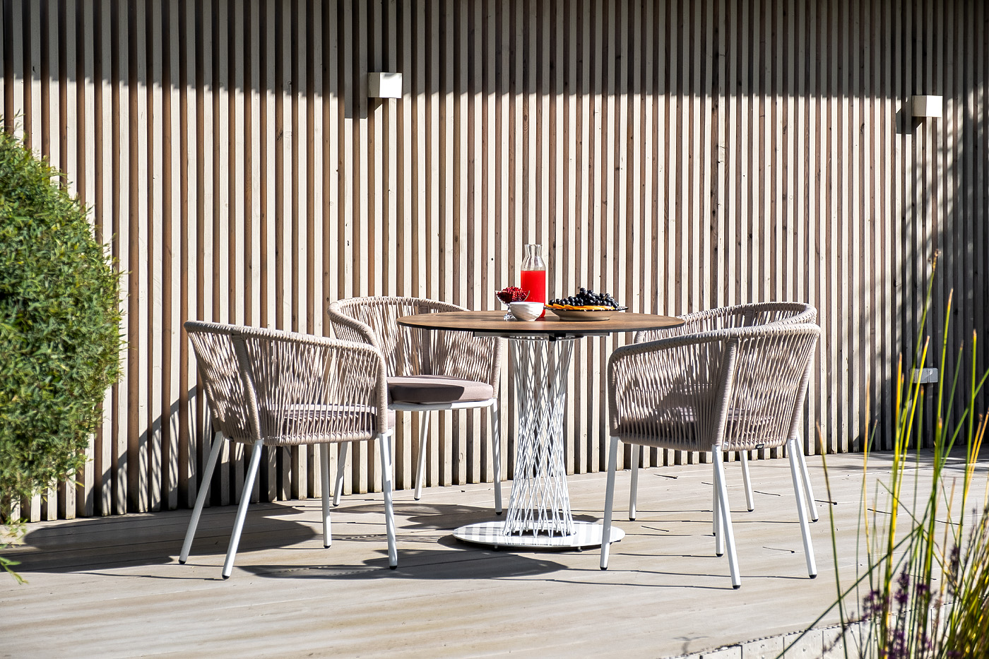 Диего обеденная группа на 4 персоны, круглый стол дуб, цвет бежевый фото 3