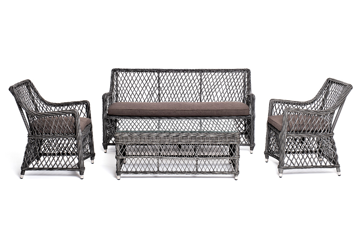 Асти лаунж-зона из искусственного ротанга на 4 персоны, цвет графит фото 2