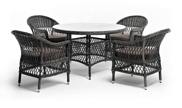 Обеденная Дольче 4SIS группа из искусственного ротанга, цвет графит фото 2