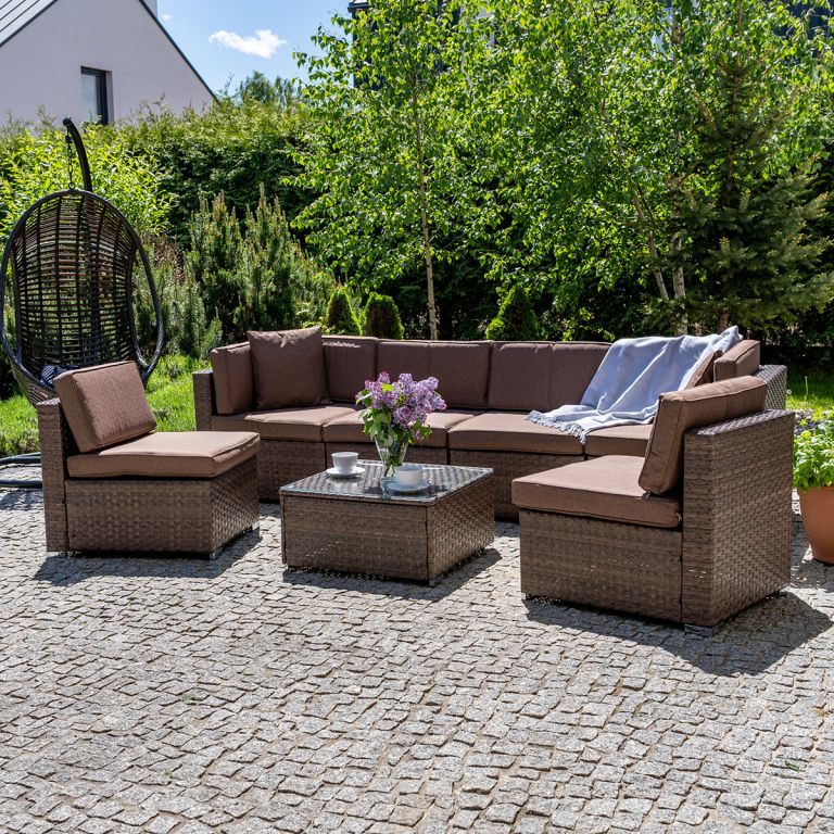 Плетеный модульный диван YR822BB-Brown/Brown фото 1