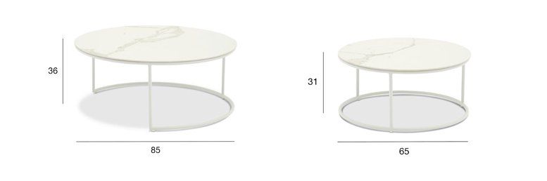 Кофейный столик Flen Brafritid бежевый, алюминий/закаленное стекло с керамической печатью фото 4