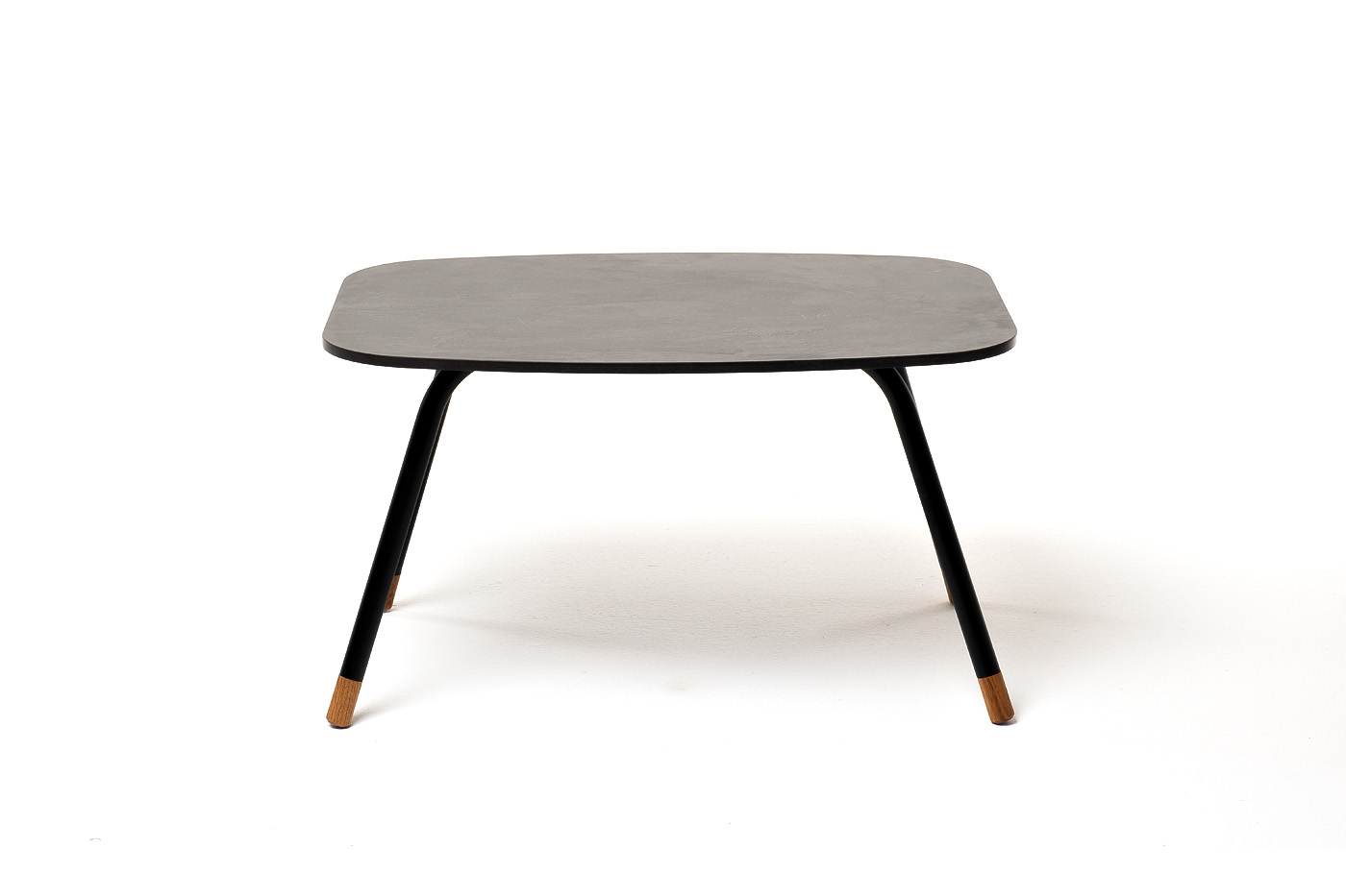 Верона журнальный столик из HPL 70х50, H40, каркас черный муар, цвет столешницы серый гранит фото 2