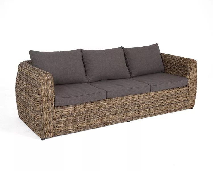 Диван трехместный Кальяри 4SIS из искусственного ротанга (гиацинт), цвет соломенный фото 4