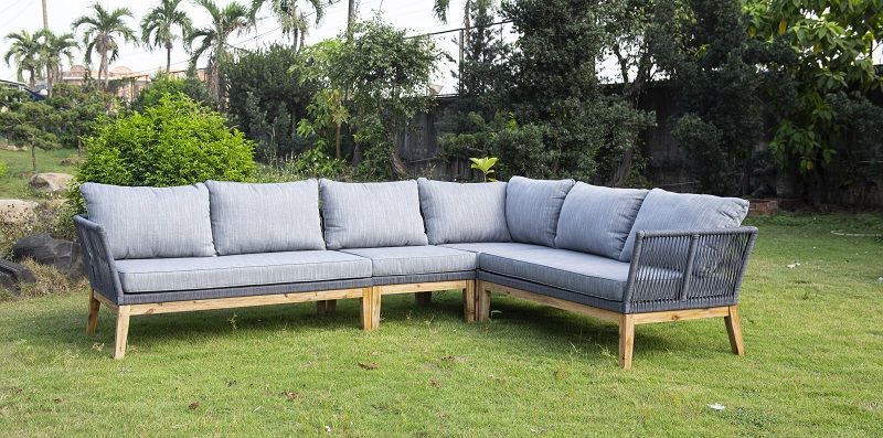 Модуль диванный угловой Барселона 4SIS из роупа (веревки), цвет серый фото 3