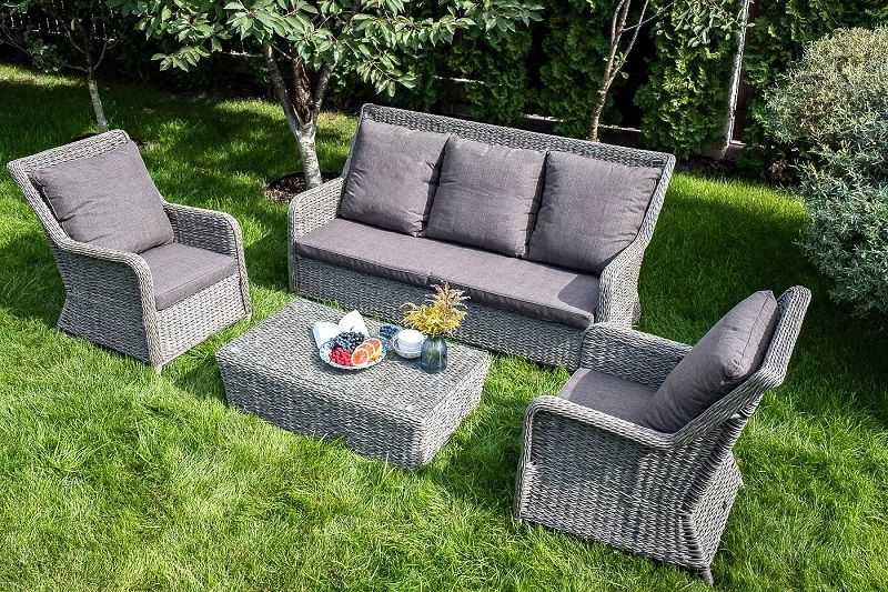 Лаунж-зона Гляссе 4SIS из искусственного ротанга (гиацинт), цвет графит фото 6