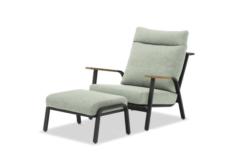 Кресло Malmo Brafritid с пуфом, антрацит/зелёный, алюминий/тик фото 3