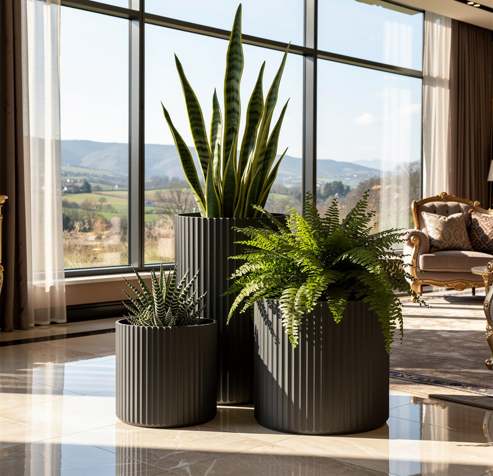 Кашпо TERRAFAKTURA Рифлоу D40H40 Маренго фото 1