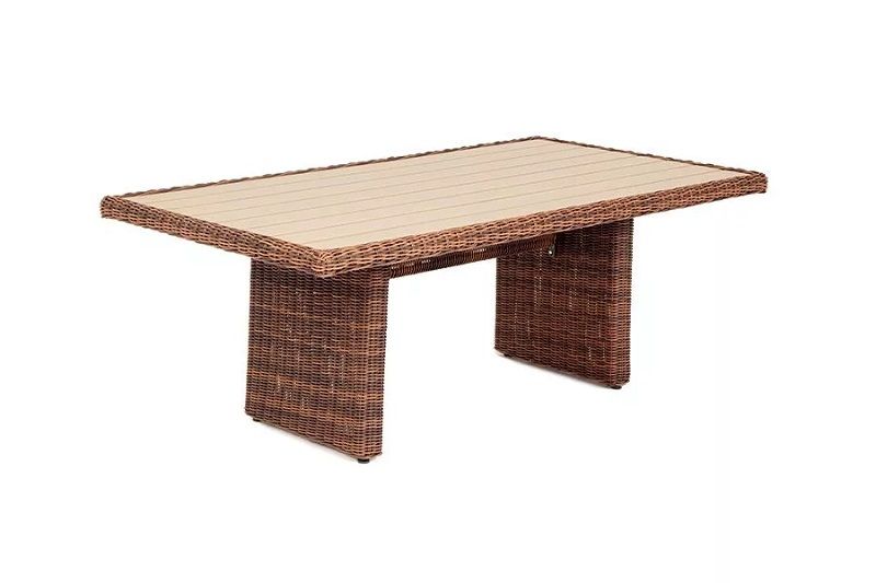 Плетеный обеденный стол Бергамо 4SIS из искусственного ротанга, цвет коричневый фото 2