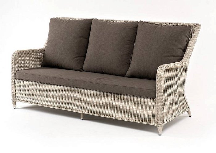 Диван Гляссе 4SIS трехместный из искусственного ротанга, цвет бежевый фото 1