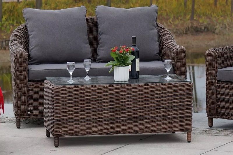 Журнальный столик Кон Панна 4SIS из искусственного ротанга, цвет коричневый фото 6