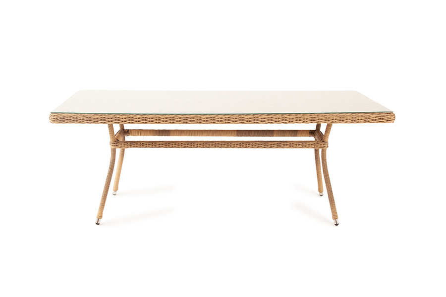 Латте плетеный стол из искусственного ротанга 200х90см, цвет соломенный фото 2