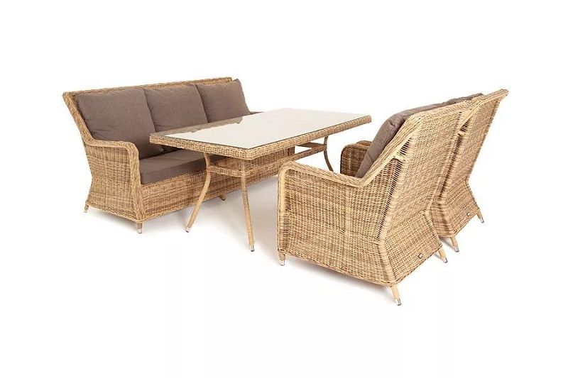 Обеденная группа Гляссе 4SIS из искусственного ротанга, цвет соломенный фото 1