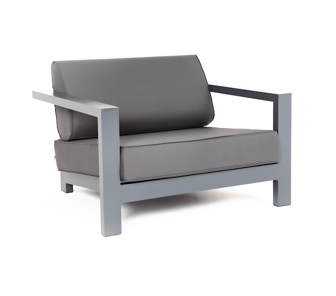 Гранада кресло алюминиевое, цвет темно-серый (RAL7024) муар, ткань темно-серая 027 фото 3