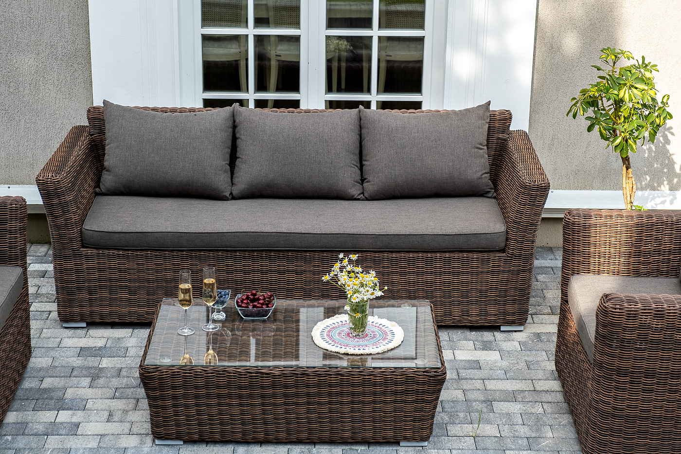 Капучино лаунж-зона из искусственного ротанга, цвет коричневый фото 7