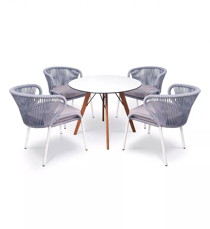 Обеденная группа Фоджа 4SIS из роупа (веревки), цвет светло-серый фото 1