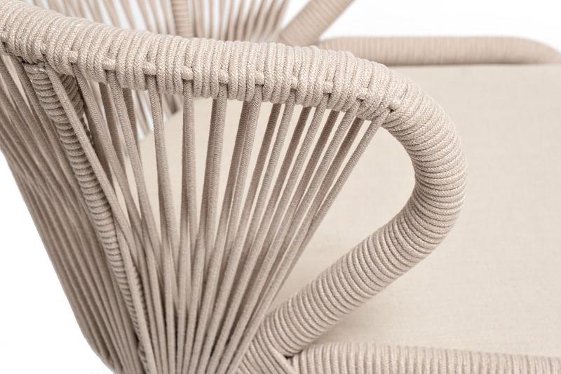 Обеденная группа Малага 4SIS на 4 персоны со стульями "Милан", каркас белый, роуп бежевый фото 6