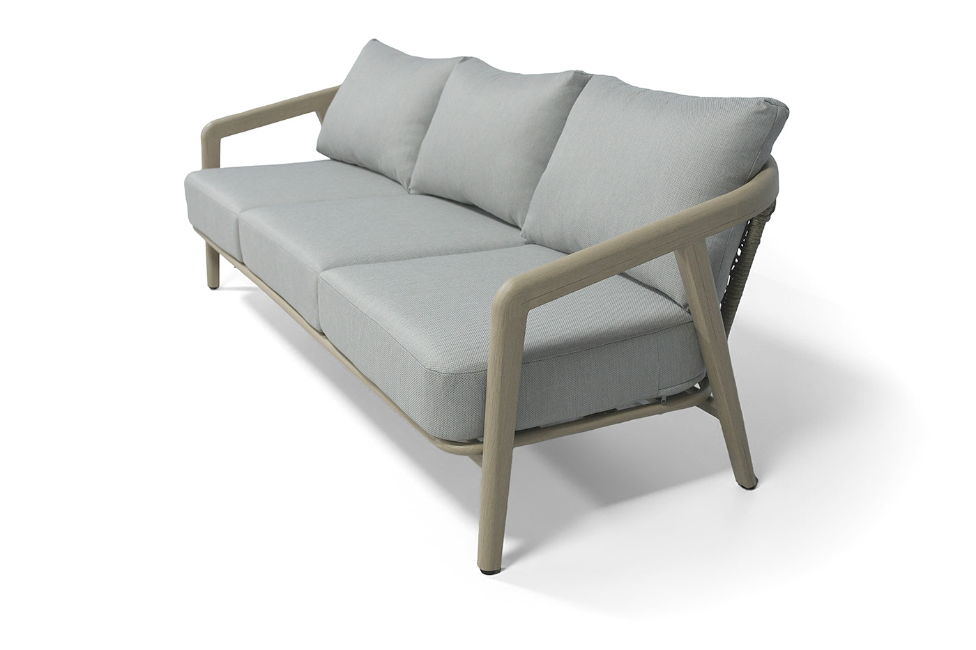 Брюссель лаунж-зона из искусственного ротанга, цвет серый, каркас под дерево (холодно-бежевый) фото 3