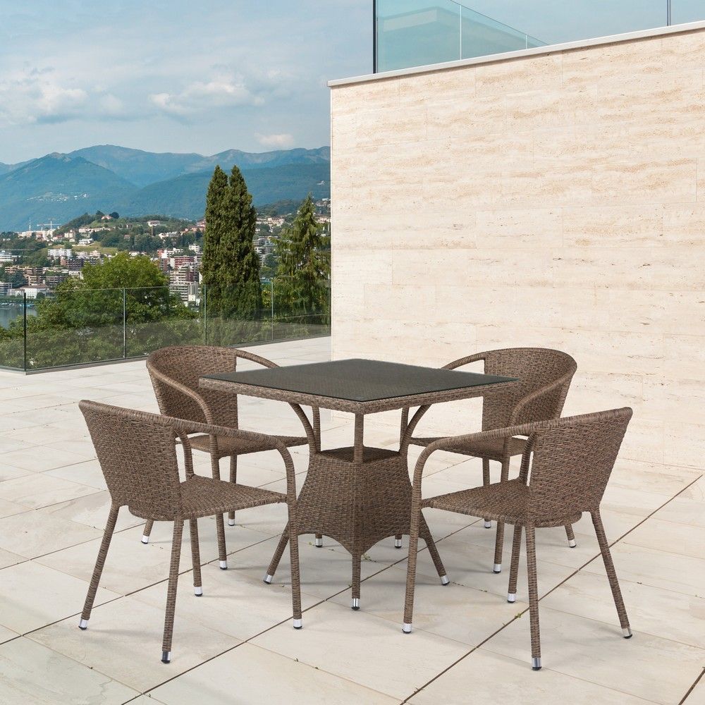 Комплект мебели из иск. ротанга T197BT/Y137C-W56 Light brown (4+1) фото 1