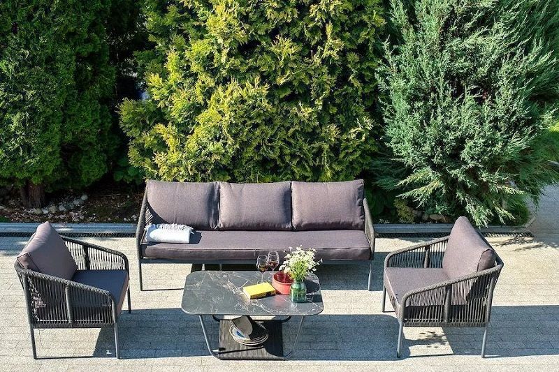 Плетеная лаунж-зона Канны 4SIS из роупа (веревки), цвет темно-серый фото 7