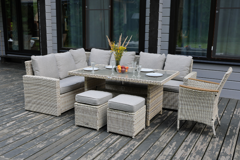 Угловой комплект Zorro Wood Royal Family из искусственного ротанга, цвет бежевый фото 1