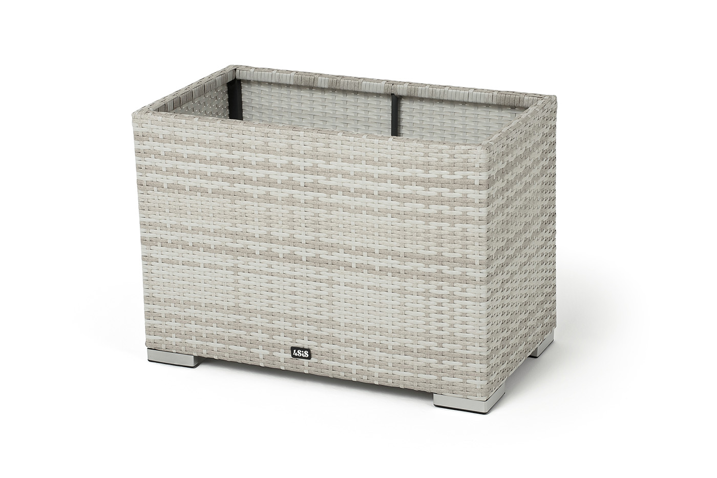 Лунго кашпо для цветов большое плетеное из искусственного ротанга, цвет бежевый фото 1