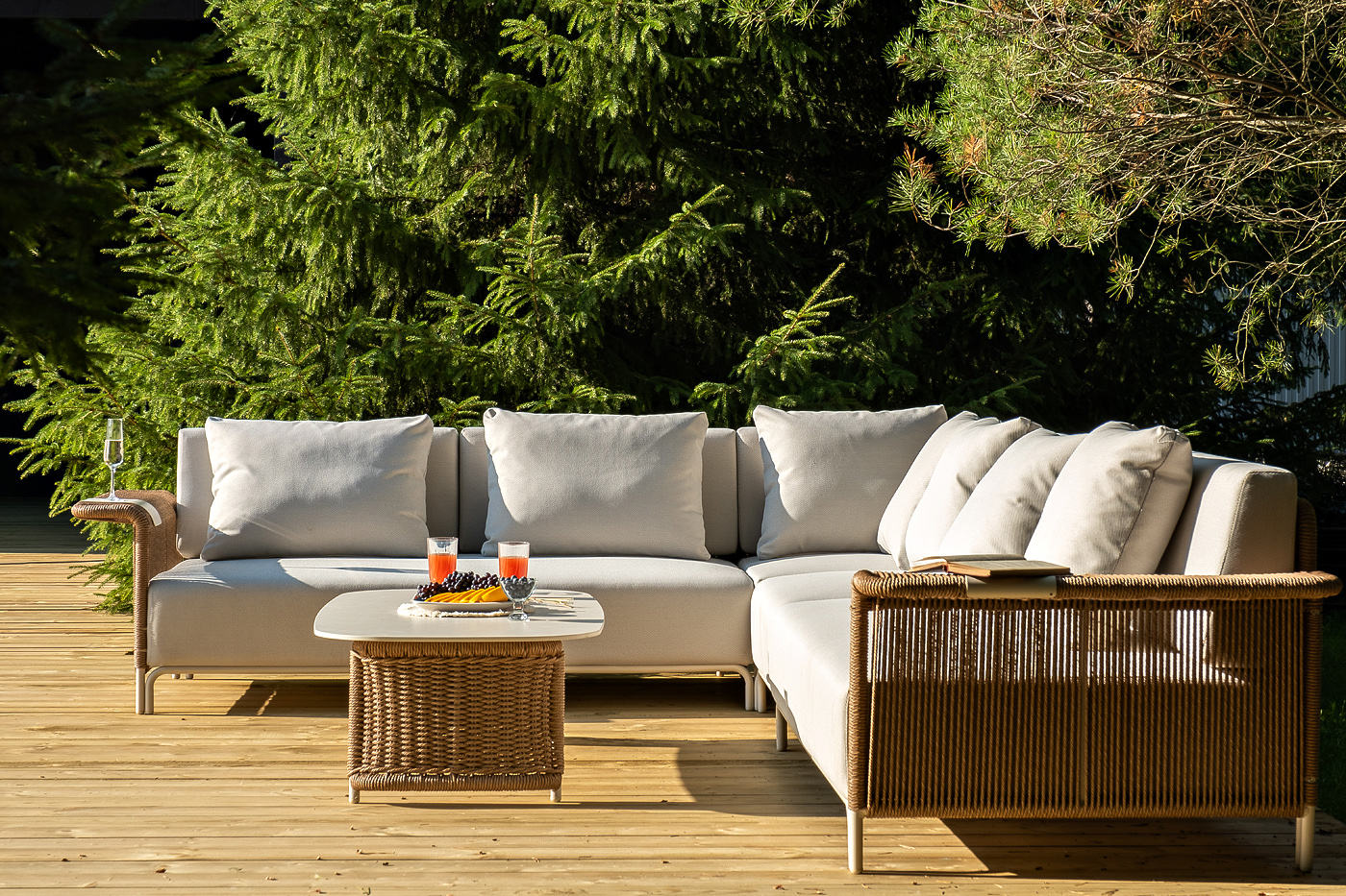 Мальдивы трансформирующаяся лаунж-зона из искусственного ротанга, цвет соломенный фото 6