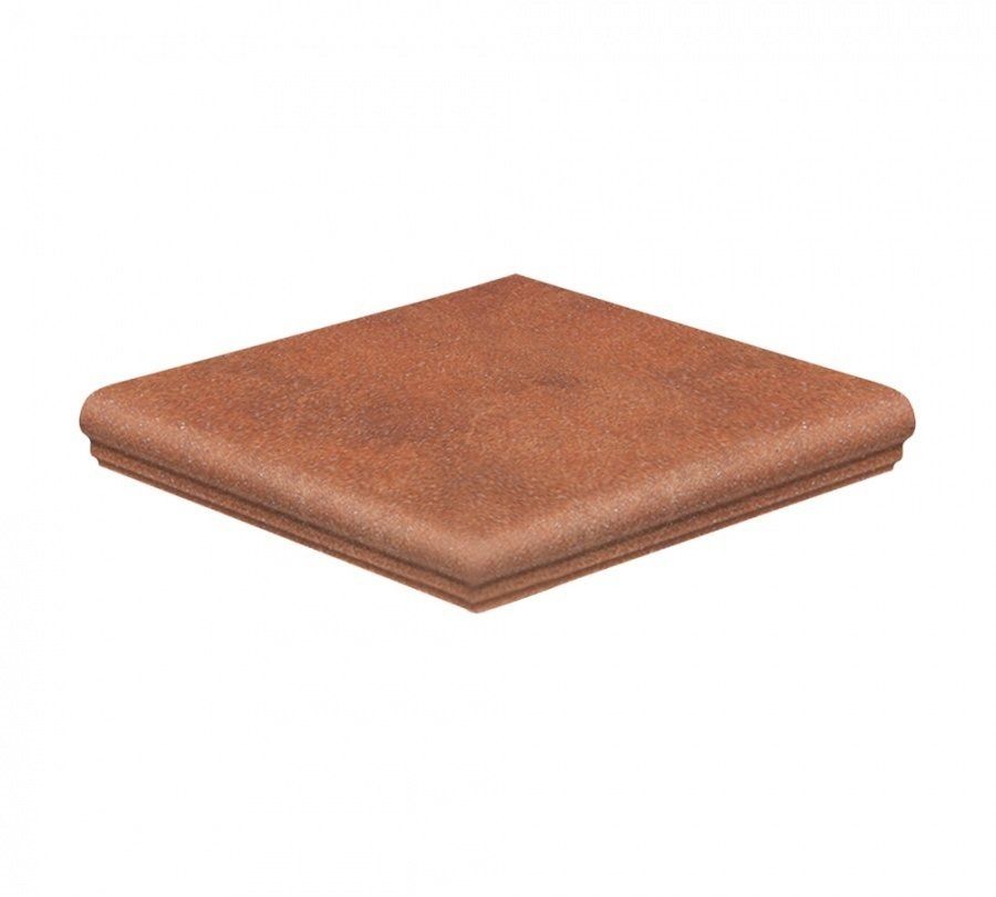 Клинкерная угловая ступень флорентинер Stroeher Keraplatte Roccia 841 rosso, 345x345x12 мм фото 1