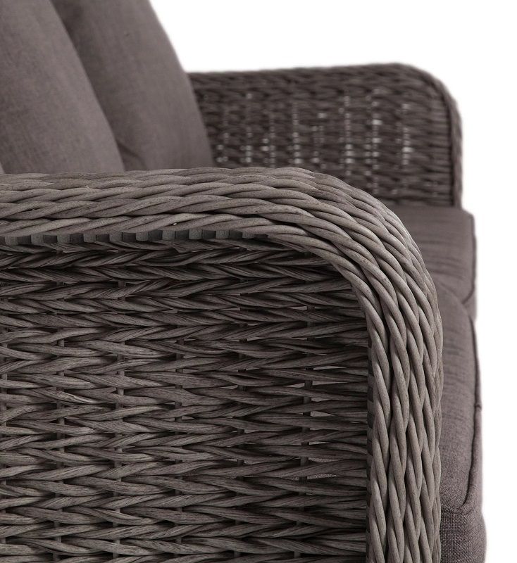 Диван трехместный Гляссе 4SIS из искусственного ротанга (гиацинт), цвет графит фото 2