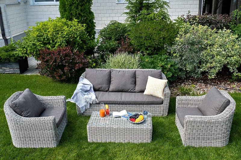 Столик журнальный Фабриция 4SIS из искусственного ротанга, цвет серый фото 3